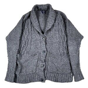 American Eagle Oversized Grey Cable Knit Cardigan Size XS